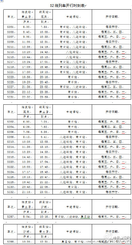 S2号线最新时刻表详解