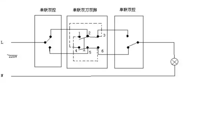 最新一灯三控开关接线图详解